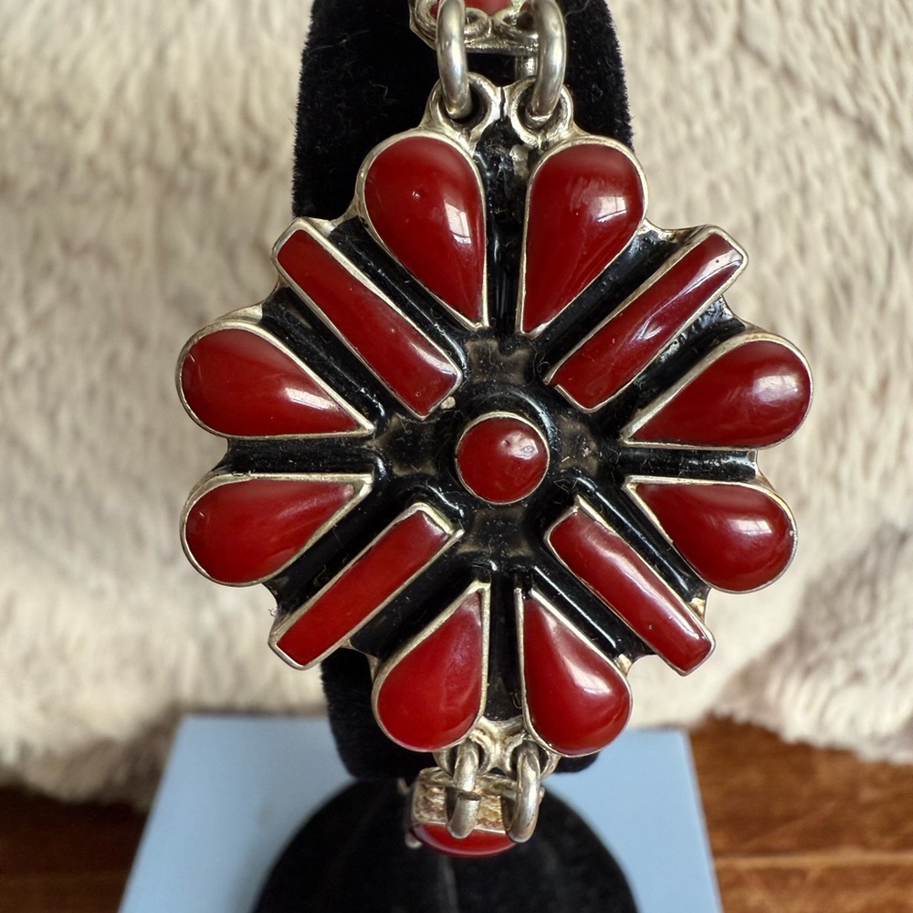 Red and Silver Floral Bracelet